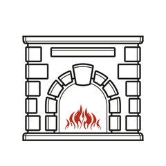 Furnace outline editable stroke icon. Fireplace sign. Vector illustration. Thin line icon for web and mobile, modern minimalistic flat design.