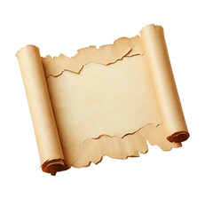 old paper scroll papyrus isolated on transparent background - Generative AI