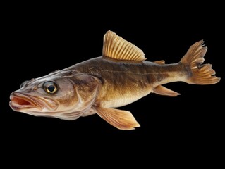 Far East saffron cod fish fresh on transparent background, isolated, photo