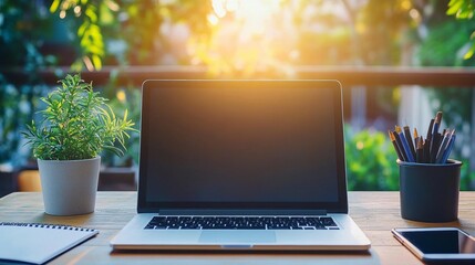 Laptop with morning stock market updates Monday morning