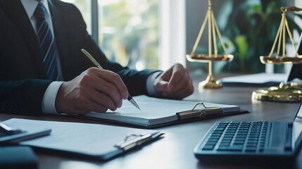 Lawyer advising client on bankruptcy options