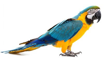 A blue and yellow macaw parrot.