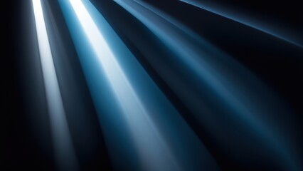 Soft blue light beams create a serene, abstract atmosphere against a dark background.