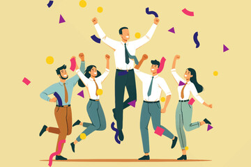 The marketing team celebrates success and is given success awards for achieving company sales targets