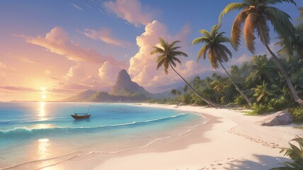 beach with palm trees