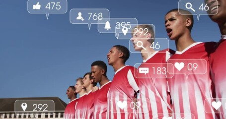 Animation of icons and data processing over diverse rugby players