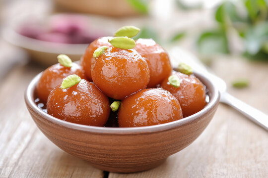 indian sweet Gulab Jamun in the bowl