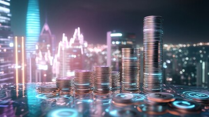 Obraz premium Price drop holographic economic downturn