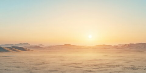 A serene landscape featuring a tranquil sunrise over misty hills, radiating calmness and natural beauty.