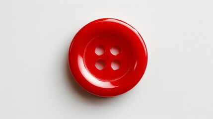 Fototapeta premium A single red button with four holes.