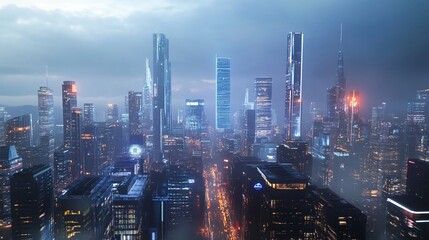 Naklejka premium Smart city AI integration