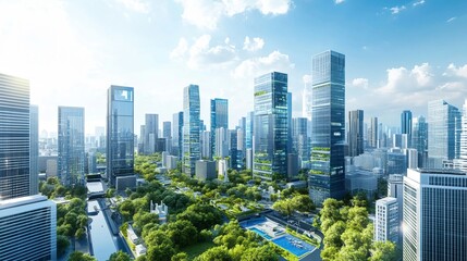 Naklejka premium Smart city with integrated technology