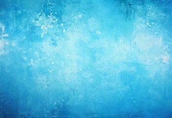 a textured blue background with a subtle pattern of white splatters and brushstrokes, creating a sense of depth and movement.