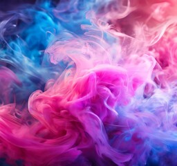 Obraz premium vibrant abstract composition of swirling, multicolored smoke in shades of pink, blue, and purple, creating a dynamic and visually scene.
