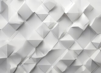 a close-up view of a white paper sculpture composed of numerous small, square-shaped pieces arranged in a repeating pattern. The sculpture has a textured, crumpled appearance,