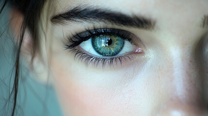 Close-up view of a person's striking green eye highlighting unique features and intricate details in natural lighting