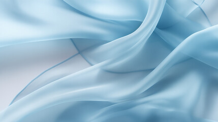 Obraz premium Light blue chiffon fabric with soft flowing folds, airy abstract background with copy space