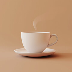 White cup with hot smoke. Realistic hot drink americano espresso tea cappuccino, morning breakfast. Clean 3d white cup, drinking element illustration