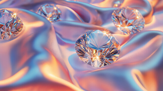 beautiful shiny diamond on  fabric background