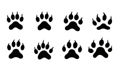 Paw prints vector set Isolated on white background
