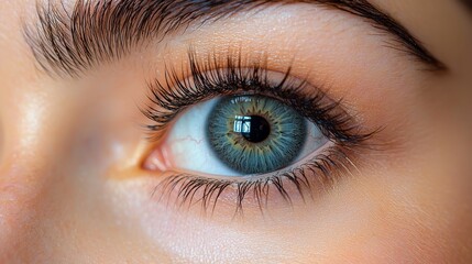 Fototapeta premium Close-up view of a human eye showcasing intricate details and vibrant colors