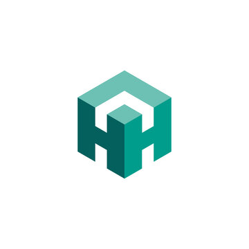 Abstract Hexagon Letter H HH logo design vector template