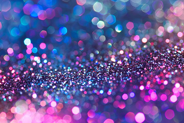 Abstract glitter lights background defocused , Abstract blurred background with sequins of blue, pink, yellow colors. Festive background with a bokeh effect. Christmas, New Year, holiday party,