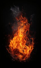 Obraz premium A fiery ball of flames engulfs the image, casting an intense glow against a stark black background.