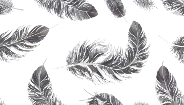 set of feathers cut out