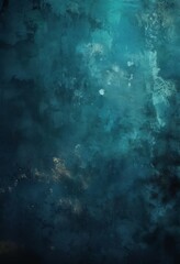 textured, dark blue-green background with a subtle pattern of white and gray spots, creating a sense of depth and complexity.