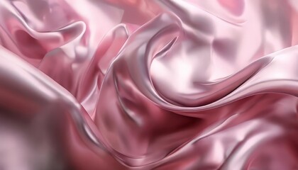 Obraz premium close-up view of a flowing, shiny pink fabric, with the fabric appearing to be made of satin or silk. The fabric has a smooth, silky texture and is adorned with a subtle pattern,