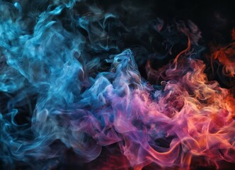 Fototapeta premium a swirling pattern of blue, pink, and orange smoke, creating a dynamic and visually striking composition.