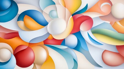 Abstract fluid shapes in bold primary colors organic shapes