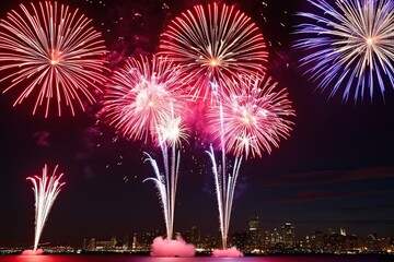 Spectacular Fireworks Lighting Up the Night Sky at Midnight