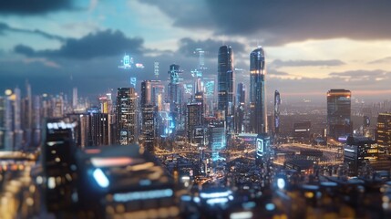 Naklejka premium AI city innovative infrastructure