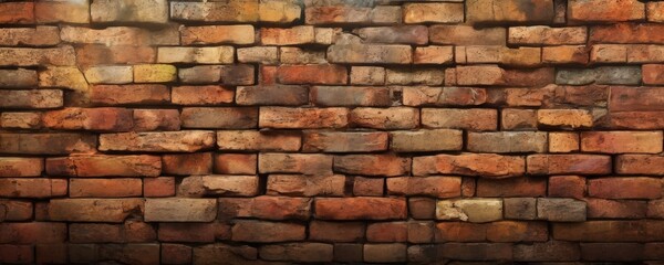 Obraz premium a close-up view of a brick wall composed of red bricks, with some bricks appearing slightly worn and weathered.