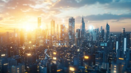 Fototapeta premium AI cityscape innovative technology