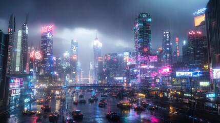 Naklejka premium AI metropolis digital innovation