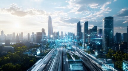 Obraz premium AI urban design futuristic infrastructure