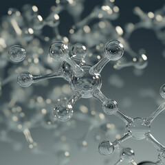 Close-up visualization of carbon dioxide molecules, showing carbon and oxygen atoms connected