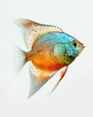 Fototapeta premium the Gourami, portrait view, white copy space on right, Isolated on white Background