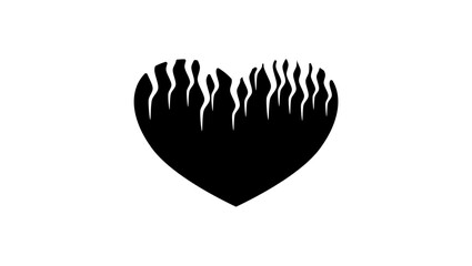 frozen heart symbol,  black isolated silhouette