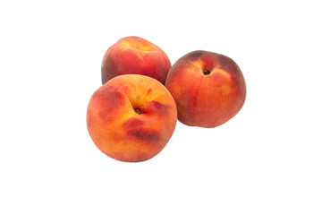 Ripe red peaches isolated on white background.