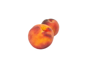 Ripe red peaches isolated on white background.