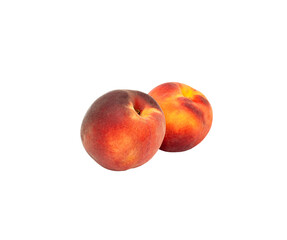 Ripe red peaches isolated on white background.
