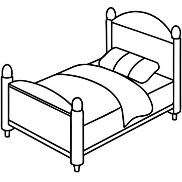 recommend clip art: bed outline coloring book page line art illustration digital drawing