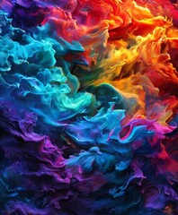 Naklejka premium a vibrant abstract painting featuring swirling patterns of blue, orange, and pink hues, creating a dynamic and energetic visual experience.