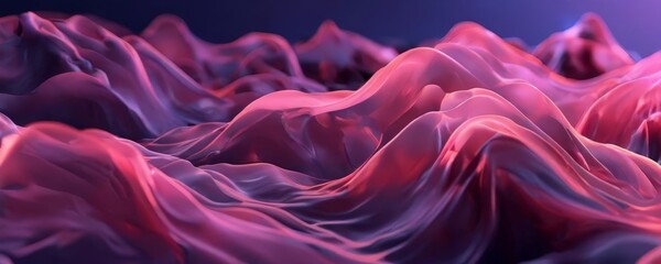 Obraz premium a close-up view of a flowing, abstract pattern of pink and purple hues, resembling the movement of a river or the undulating waves of the ocean. The background is a deep purple,