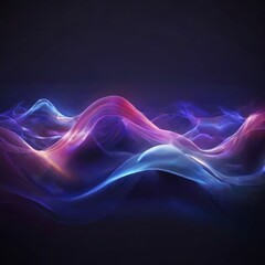 Obraz premium wave-like pattern with a gradient of blue and purple hues, creating a sense of movement and fluidity. The background is dark, providing a stark contrast that accentuates the