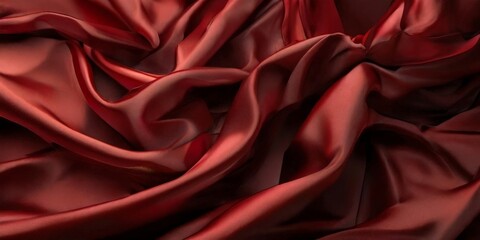 Obraz premium a close-up view of a crumpled, flowing red satin fabric, with the folds and creases creating a sense of movement and texture.